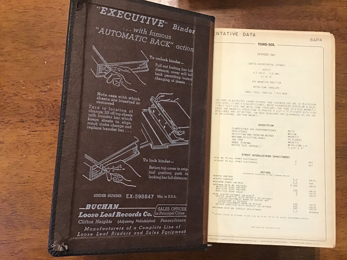 Vintage Tung-Sol Electron Tube Technical Data Binder Vacuum Tubes TV Radio Manual