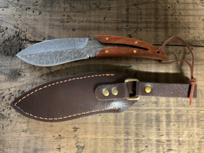 Custom feather Design Fixed Blade Knife w/ Leather Sheath