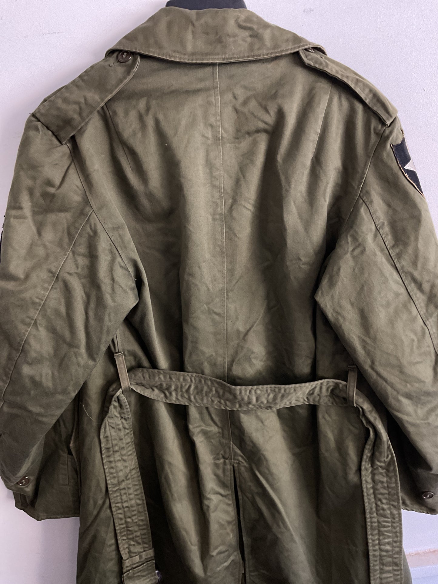 Korean War-Era U.S. Army 2nd Infantry Division Overcoat - Sergeant Rank - Size Regular/Medium