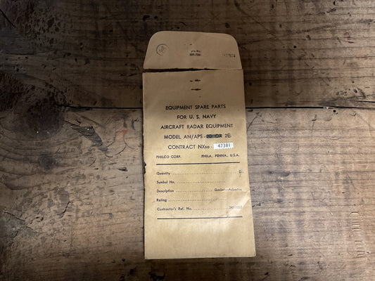 WWII U.S. Navy Radar Spare Parts Envelope-AN/APS-2B-Philco-Opened with 4 Gaskets inside