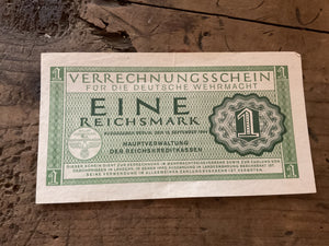 WWII German Wehrmacht 1 Reichsmark Military Occupation Currency Note-1944
