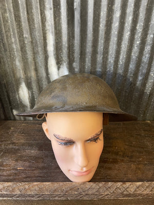 WWI British Brodie Mk I Steel Helmet – Named “P. Gilbert” – Original Liner