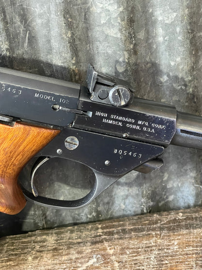 High Standard Supermatic Citation Model 102 .22 LR – Target Pistol – Original Box, 2 Magazines, Barrel Weights & Extra Grips