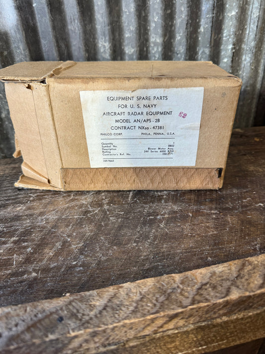 NOS U.S. Navy AN/APS-2B Aircraft Radar Blower Motor Assembly B802 Philco WWII Radar Equipment