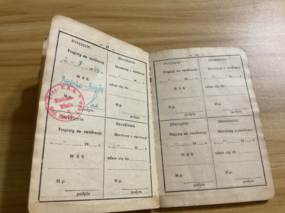 Original 1950’s Polish People’s Army Military Service Book w/ Sailor’s Photo and Extensive Entries & Stamps