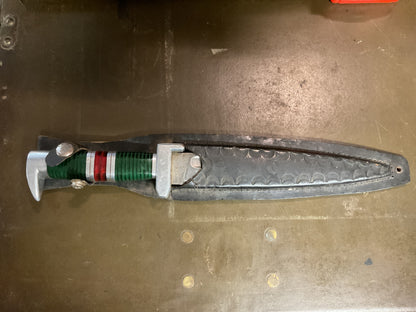 WWII Theatre Knife Green Red & Silver Handle