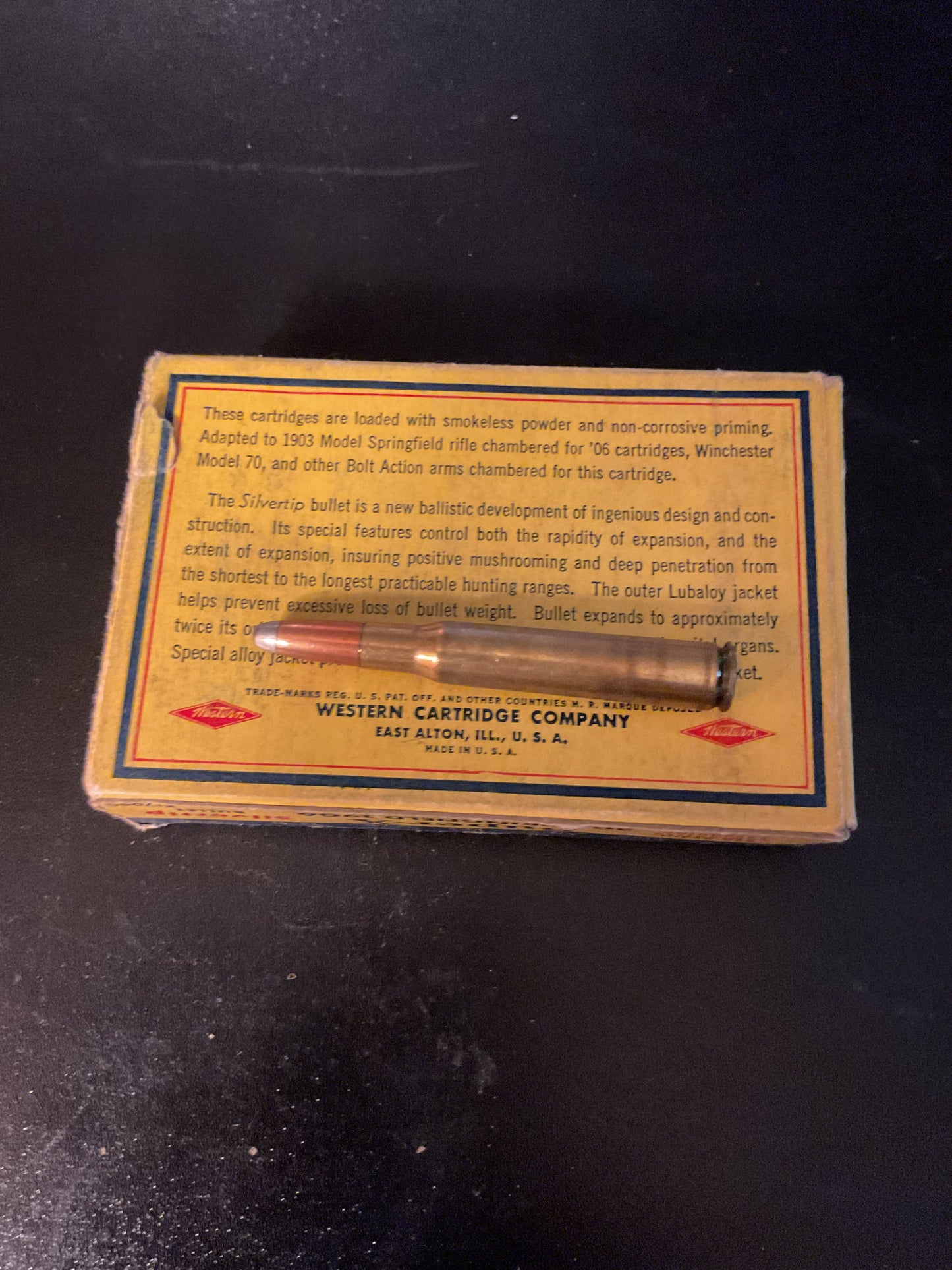 Vintage Western Super-X .30-06 Springfield Silvertip 220 Grain Cartridges — Box with 16 Rounds