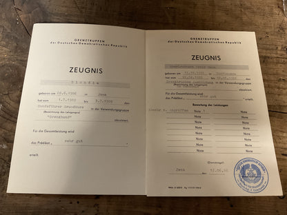 Original East German DDR Border Guard Dog Training Certificate-1986 to 1989