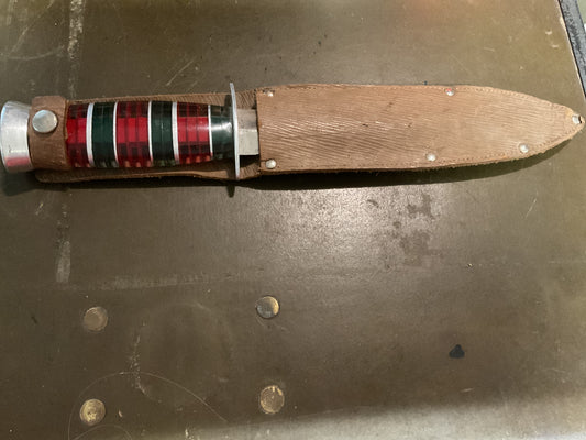 WWII Theatre Knife silver red green handle