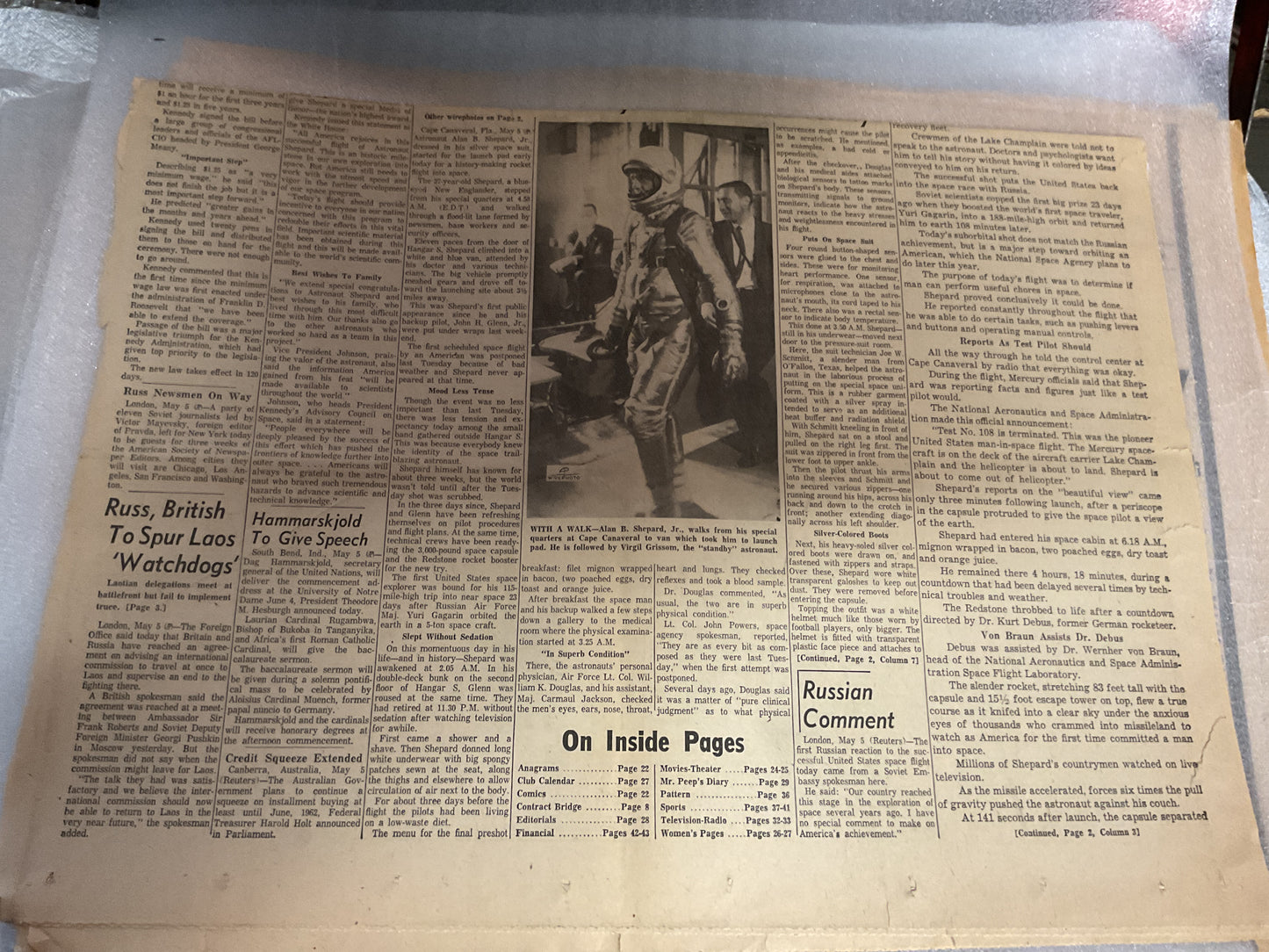 The Evening Sun May 5, 1961 “Rockets to Space”