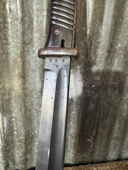 WWII German K98 Mauser Bayonet by Mundlos with Steel Scabbard & Web Frog