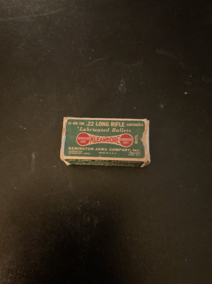 Vintage Remington UMC Kleanbore .22 Long Rifle Rimfire Cartridges — Full Box of 50