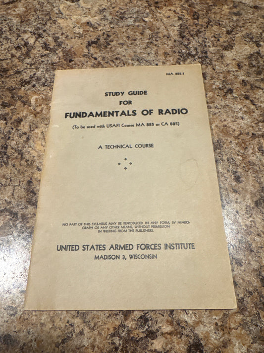 WWII US Armed Forces Institute Fundamentals of Radio Study Guide