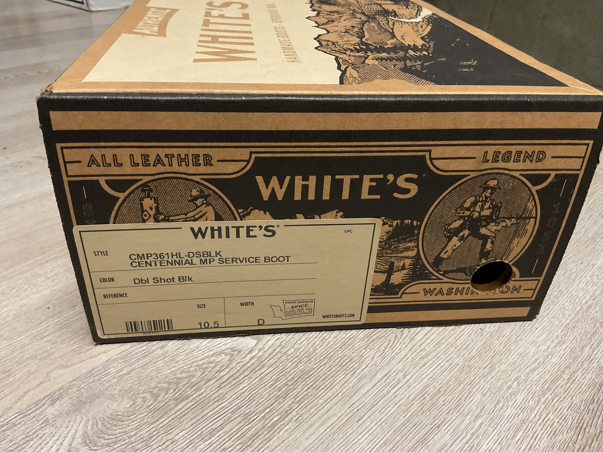 White’s Centennial MP Service Boots-Black Double Shot Leather-Men’s 10.5D-with Box and Extra Laces