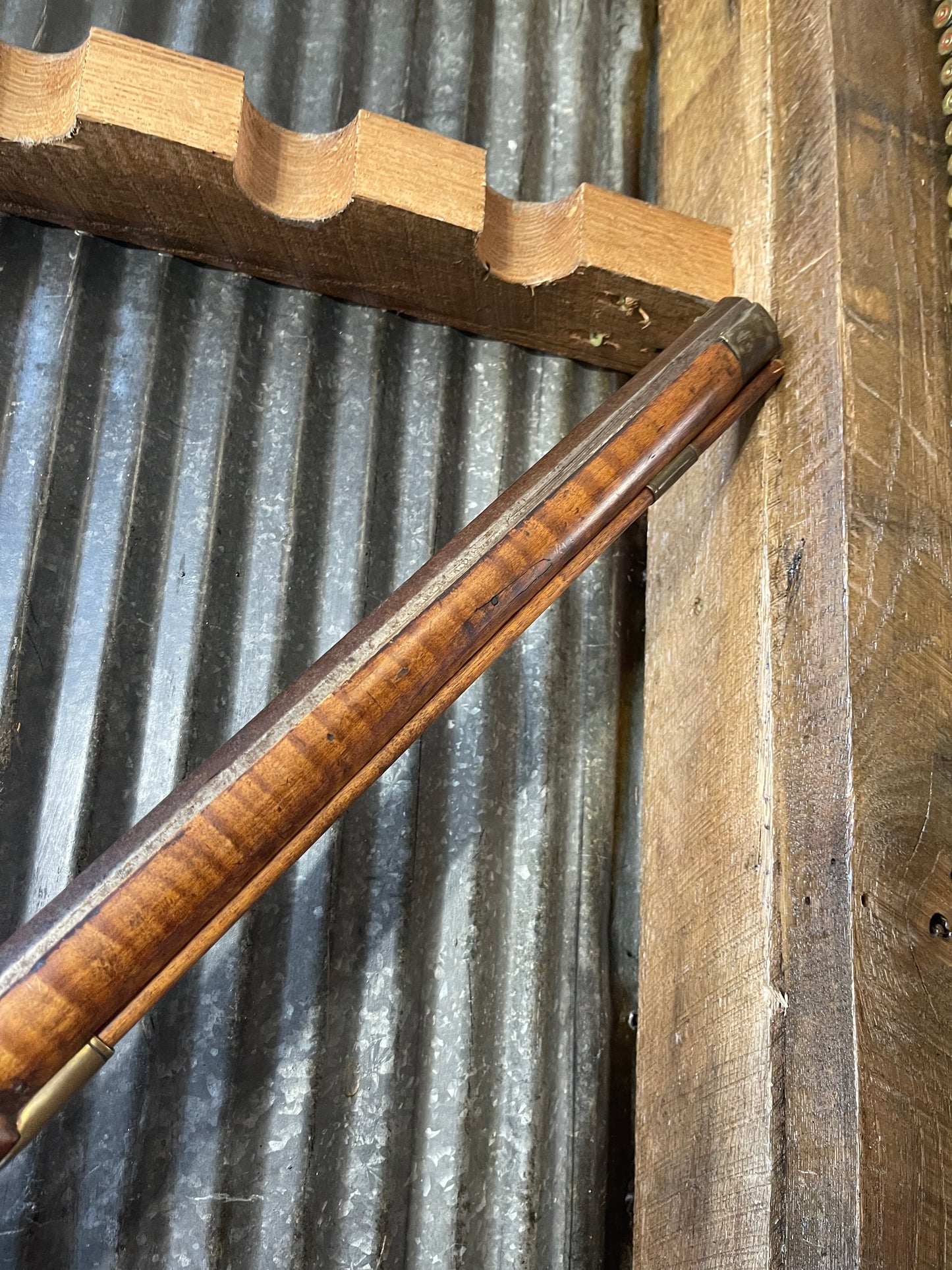 Unmarked .50 Caliber Percussion “Short Rifle” – Curly Maple Stock – Functional Lock