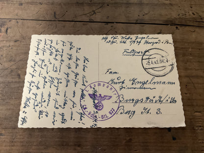 WWII German Engelmann Family Feldpost & Postcard Archive-Burgstadt Saxony 1940-1942-Military Unit Stamps