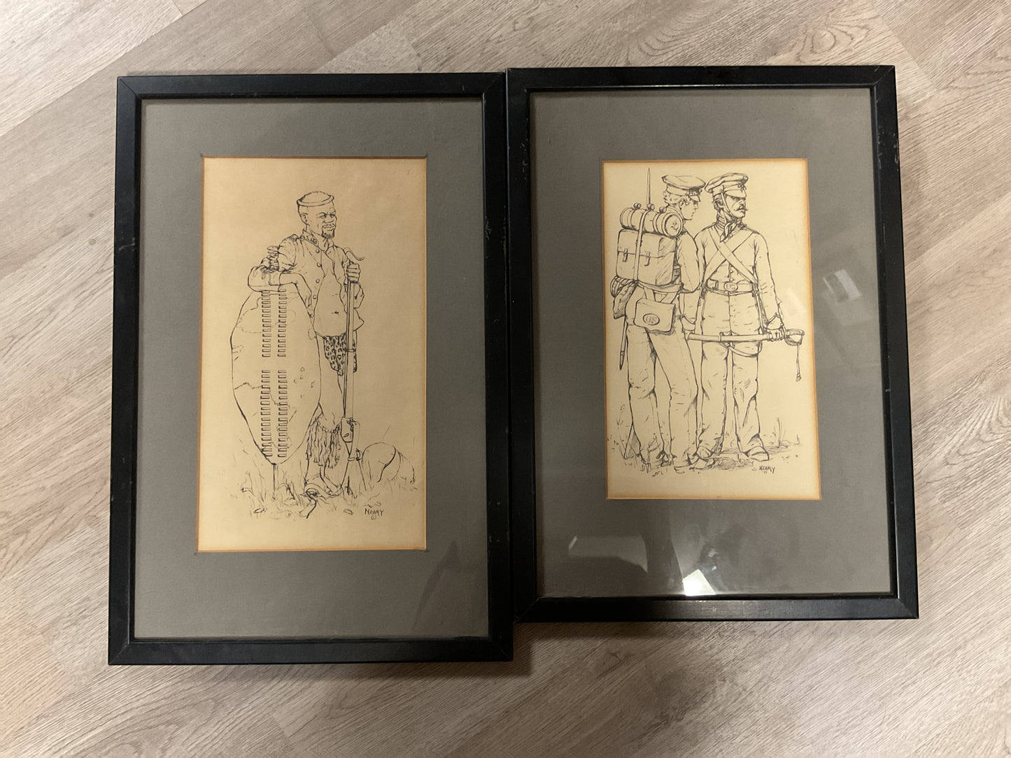 Historical Military Themed Ink & Paper Drawing