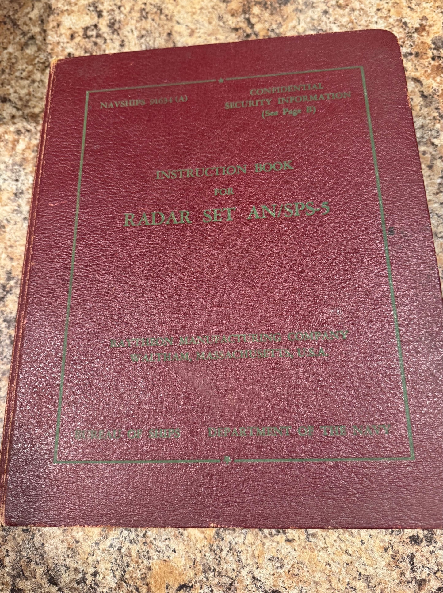 Cold War U.S. Navy Radar Set AN/SPS-5 Instruction Manual – NAVSHIPS 91634(A) – Raytheon