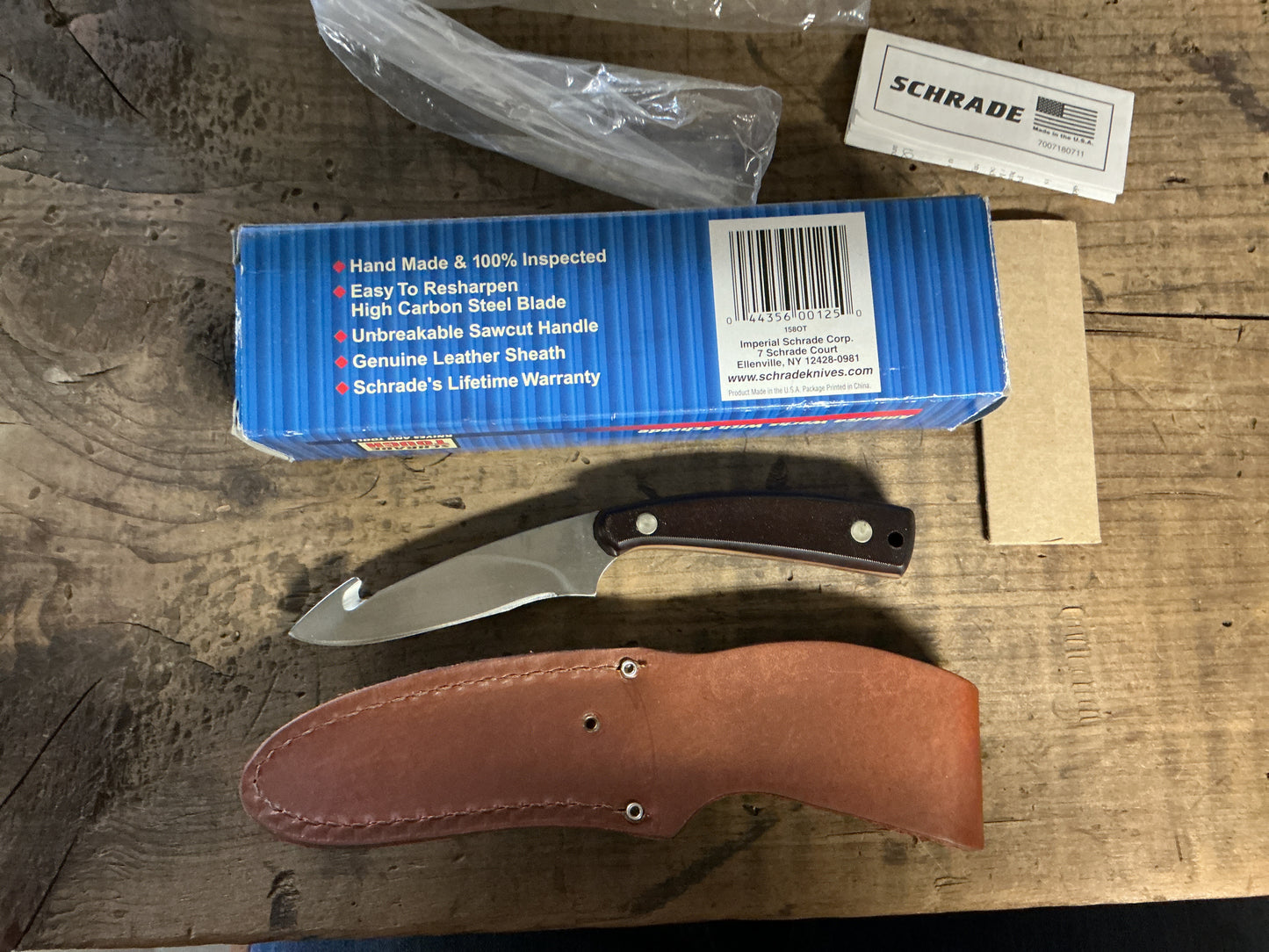 Schroeder Old Timer 158OT-Guthook Skinner Fixed Blade Knife w/ Sheath-New in Box