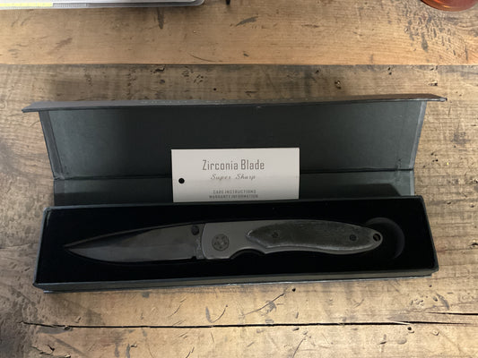 Benchmark Folding Knife ZrO2 Zirconia Ceramic Blade w/ Box-Super Sharp