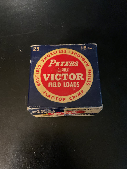 Vintage Peters Victor 16 Gauge Field Loads — Box with 23 Shells