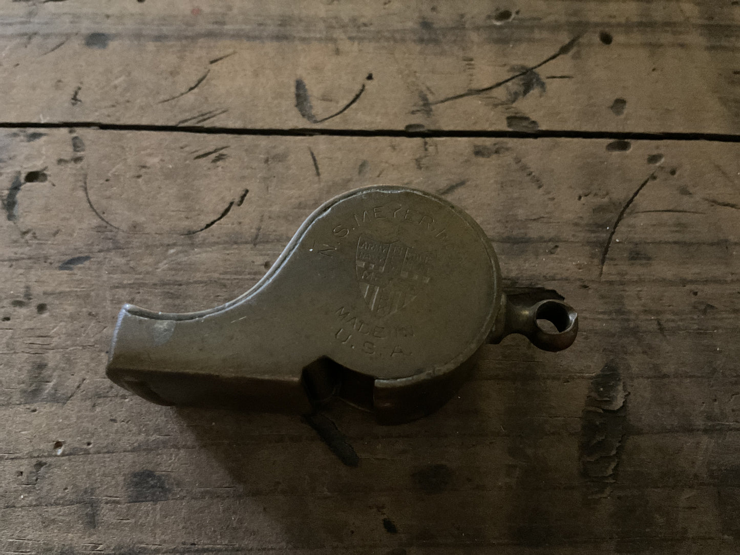 Vintage WWII U.S. Army A.M. Co Military Whistle-“Brass Pea Whistle” -(c.1940)