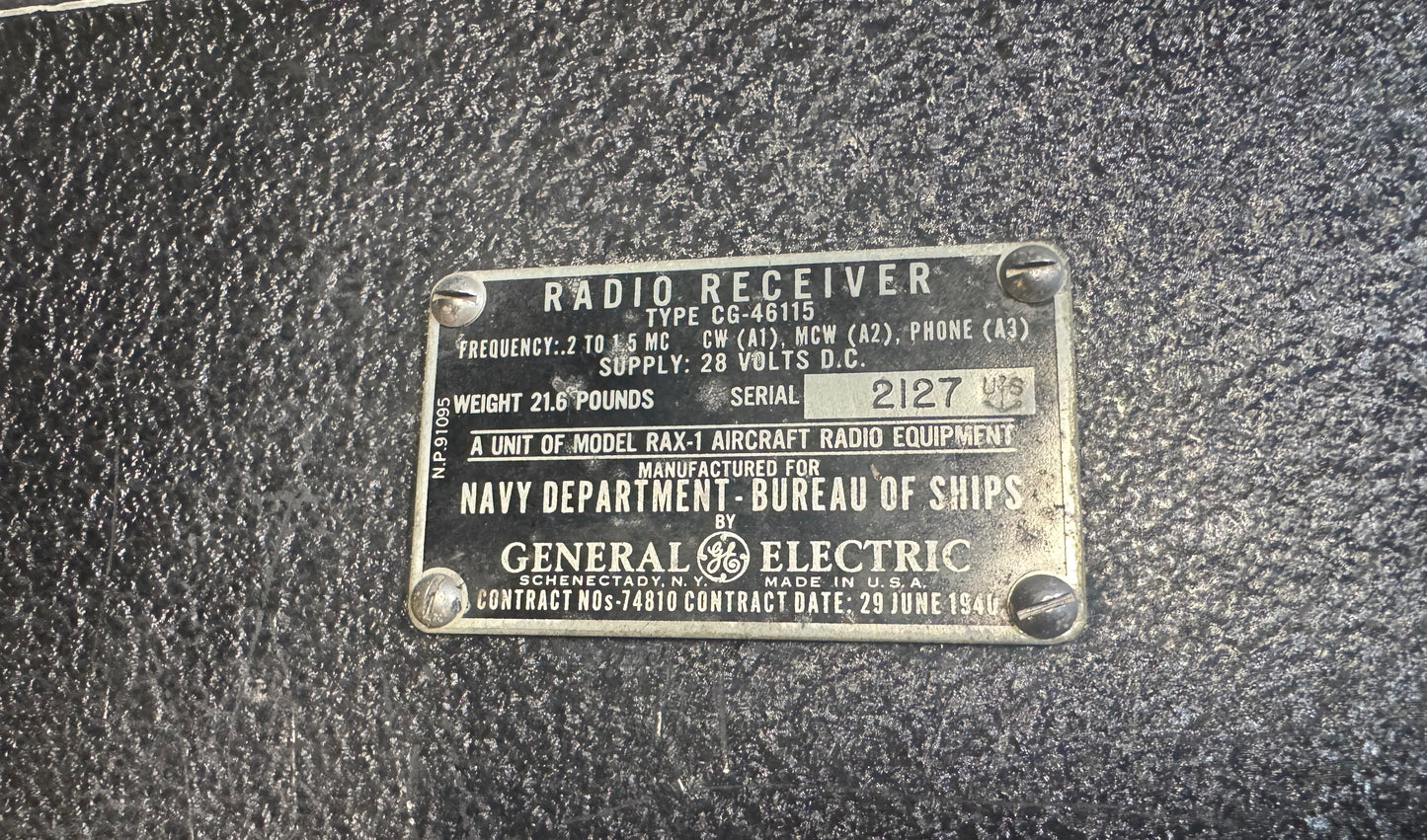 WWII U.S. Navy Radio Receiver CG-46115 (RAX-1) – General Electric