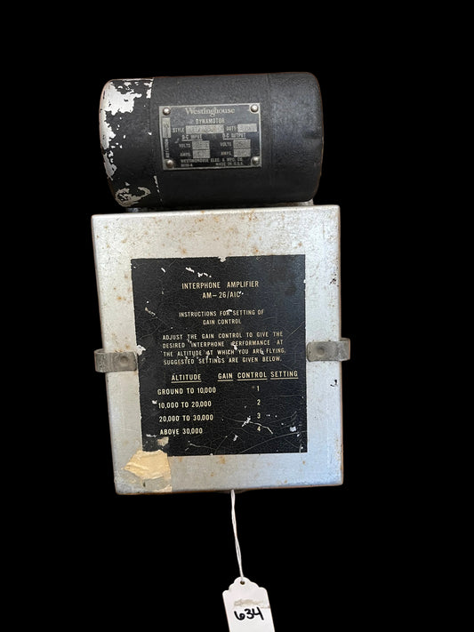 WWII U.S. Army Air Corps Interphone Amplifier AM-26/AIC w/ Westinghouse Dynamotor