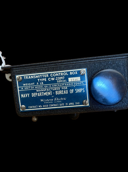 WWII U.S. Navy Transmitter Control Box CW-23097 – NOS in Original Box – Western Electric (1941)