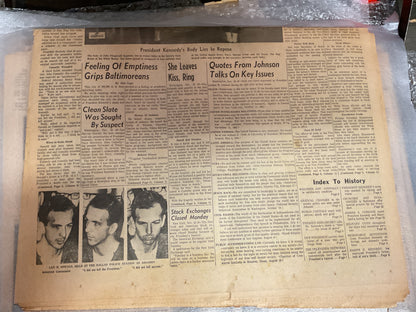 The Evening Sun November 23, 1963 “JFK Funeral Monday”