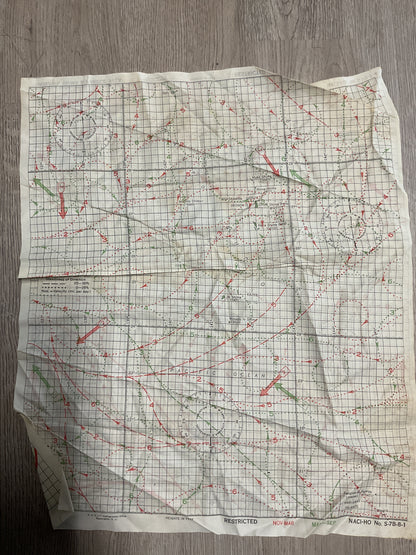 WWII U.S. Navy Pacific Ocean Cloth Navigation Chart-Ocean Currents Map-Original