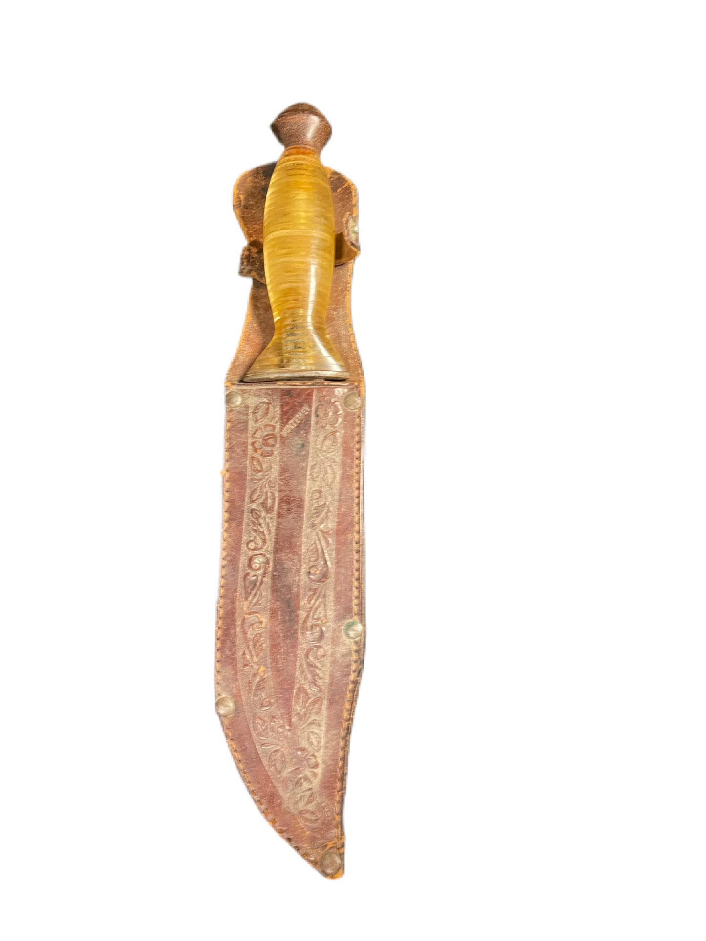 WWII Theater Knife with Decorative Leather Sheath