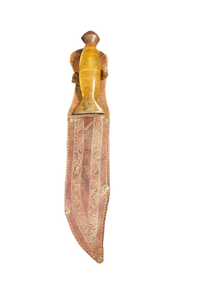 WWII Theater Knife with Decorative Leather Sheath