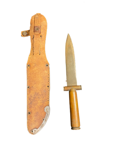 WWII Theater Knife with Engraved Blade and Repurposed “DM 43” Ammunition Handle