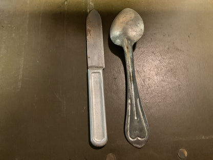 WWI US Mess Kit Spoon RIA 1904 & Aluminum Handled Knife LF&C 1917