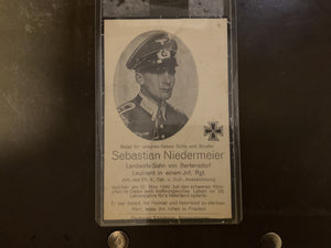 WWII German Death Card Army Officer