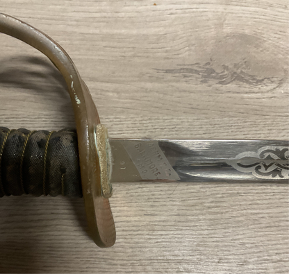 Antique U.S.Officer’s Saber Sword-Dehn & Co Baltimore-Etched Blade With Scabbard