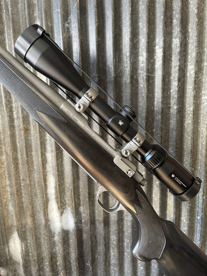 Ruger M77 Compact .243 Win – Stainless / Black Laminate – Vortex Crossfire II 4-12x Scope