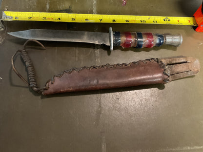 WWII Theatre Knife red clear & blue handle