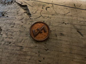 Third Reich Deutsche Arbeitsfront Celluloid Lapel Pin-Orange Variant-WWII Labor Front Badge