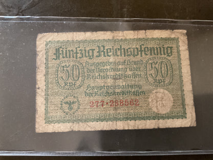 50 Reichspfennig Note-Nazi Germany-Third Reich