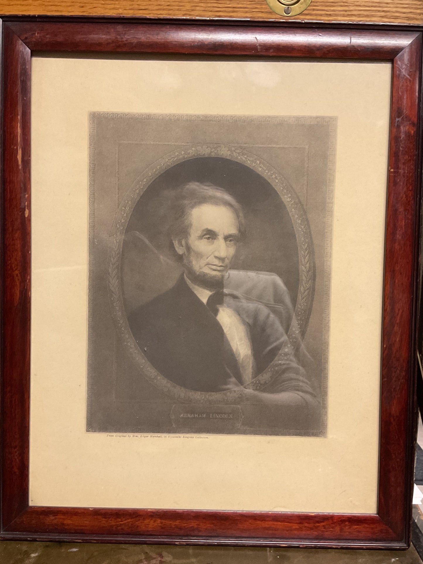 Antique Abraham Lincoln Steel Engraving Print-Wm. Edgar Marshall-John Wanamaker Framed
