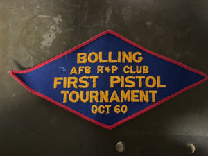 Vintage 1960 Bolling AFB R&P Club First Pistol Tournament Patch USAF Shooting Club
