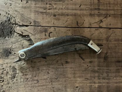 Antique Folding Pruning Knife-Curved Horn Handle-Vineyard Grafting Garden Pocket Knife