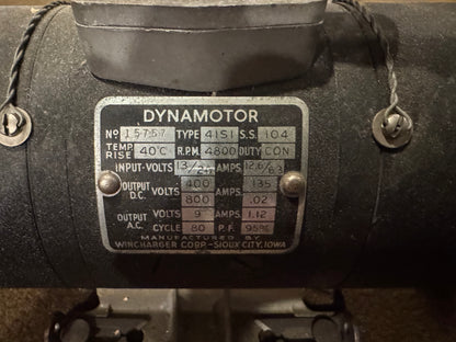 WWII U.S. Army Signal Corps PE-101-C Dynamotor Unit — General Electric / Wincharger