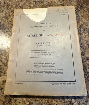 1949 Restricted AN/APR-9 Radar Set Maintenance Manual – Early Aircraft Radar/Electronic Warfare