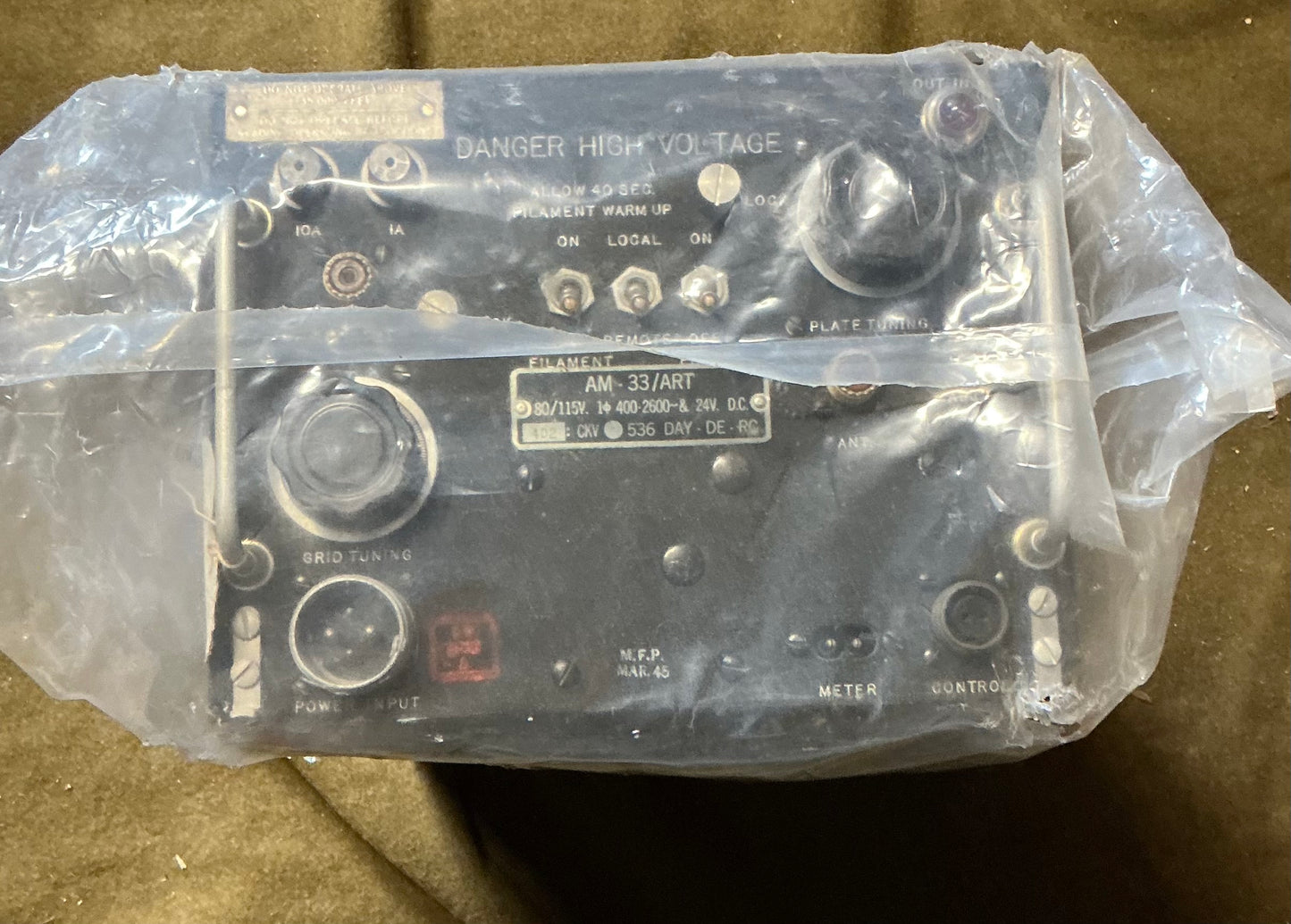 WWII U.S. Navy AM-33/ART High Voltage Radio/Radar Amplifier
