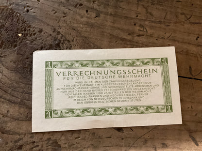 WWII German Wehrmacht 1 Reichsmark Military Occupation Currency Note-1944