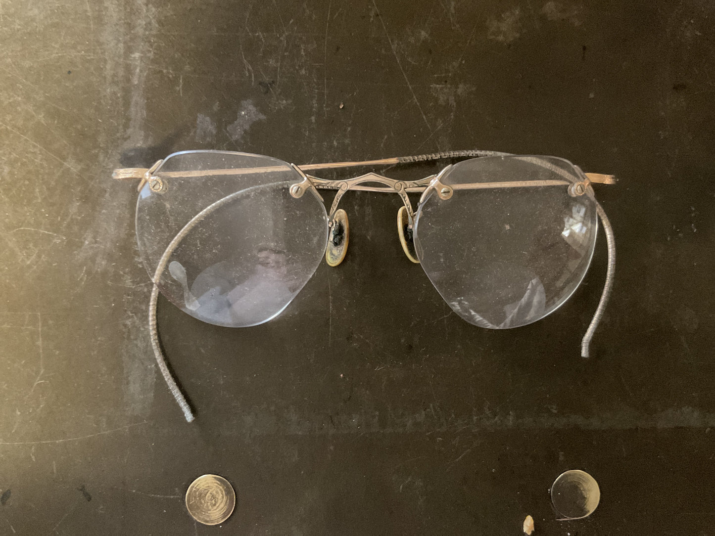 Antique Wire Rim Eyeglasses with Original Case