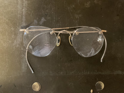 Antique Wire Rim Eyeglasses with Original Case